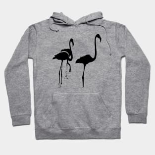 Minimalistic Three Flamingos Black Silhouette Hoodie